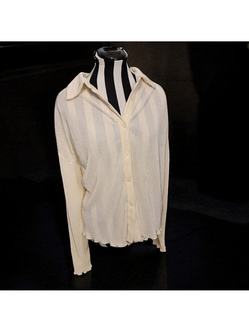 Beige Botany Plissé Shirt - Ivory Size S